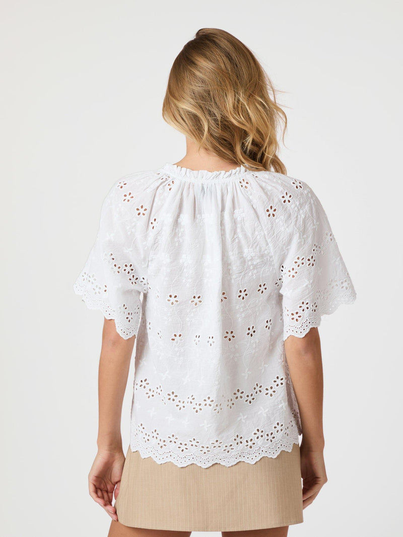 Neo noir Bluse Odet Embroidery 165172 Hvid