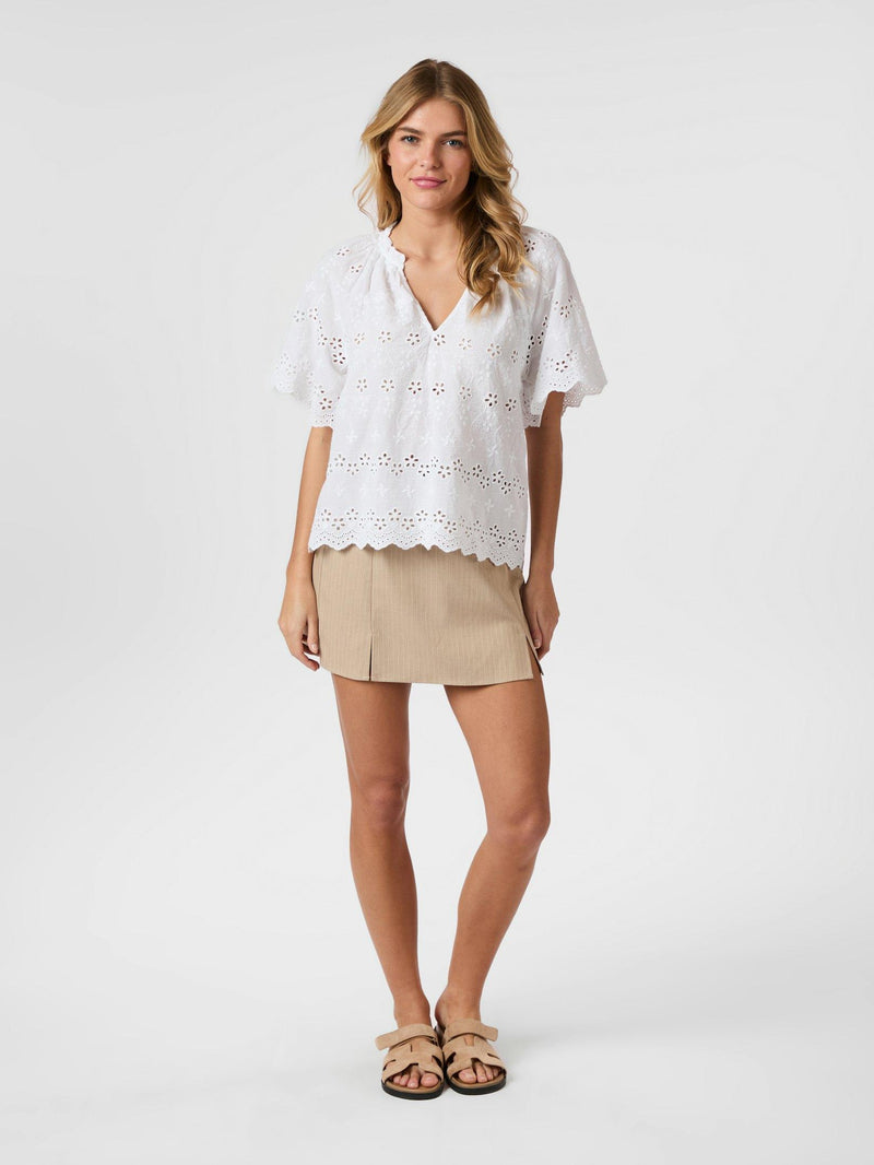 Neo noir Bluse Odet Embroidery 165172 Hvid