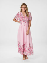 Neo Noir Serna Flower Print Dress new cols 166177 Col. Light Pink