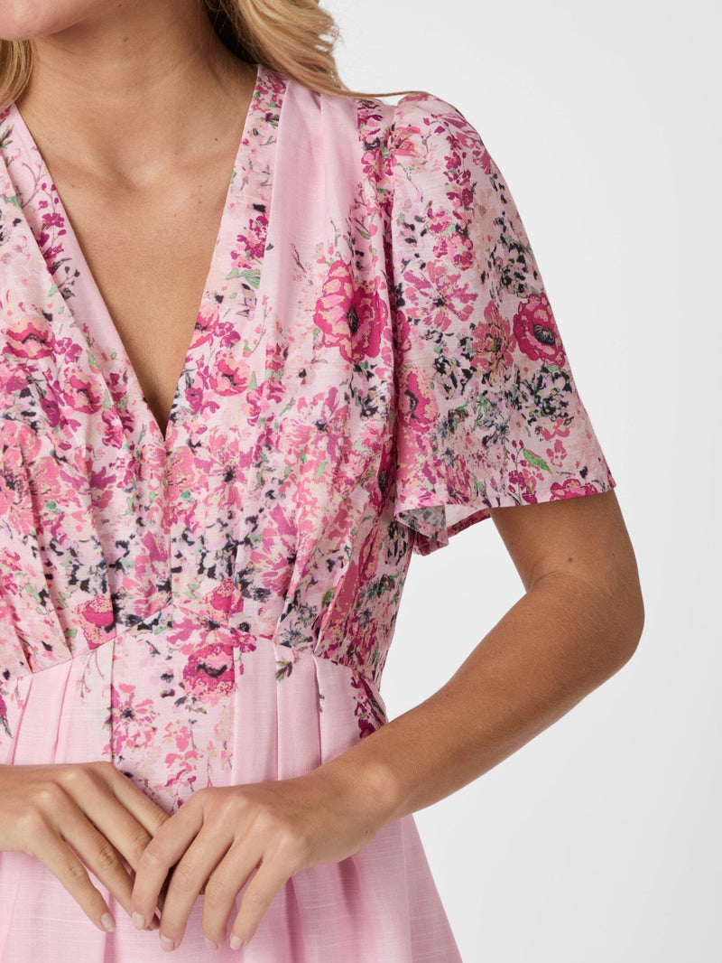 Neo Noir Serna Flower Print Dress new cols 166177 Col. Light Pink