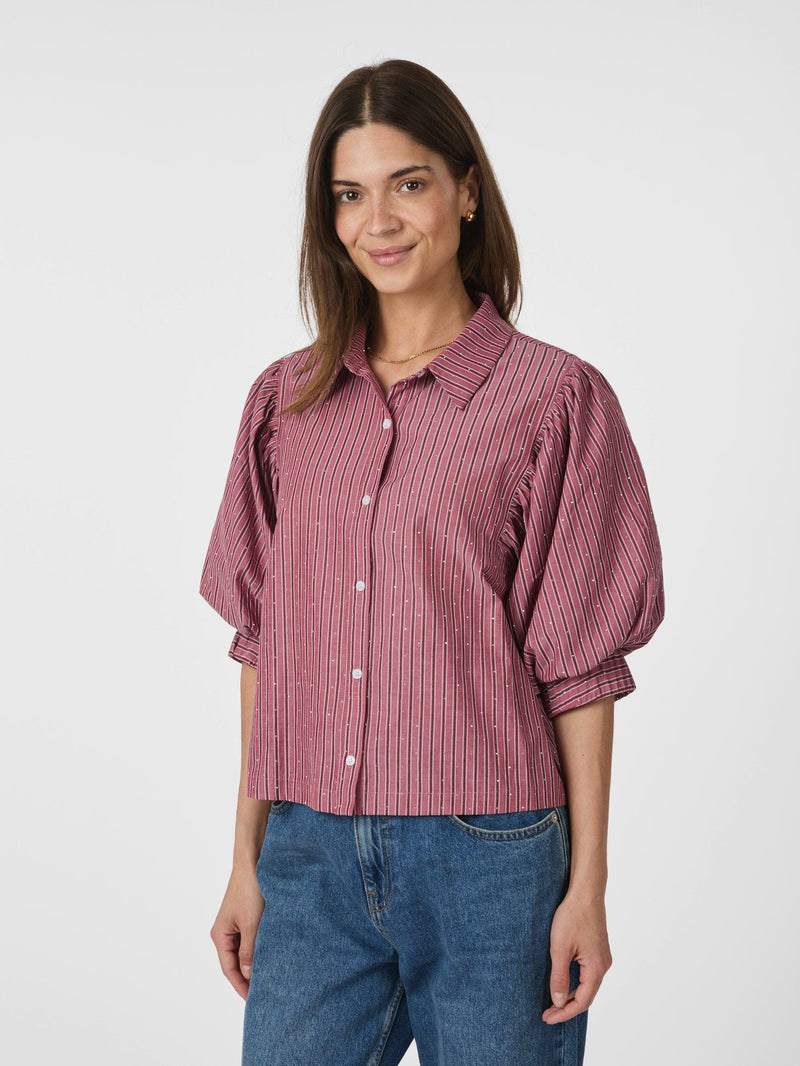 Neo Noir Etta Soft Stripe Stone Shirt 166416 Col: 393