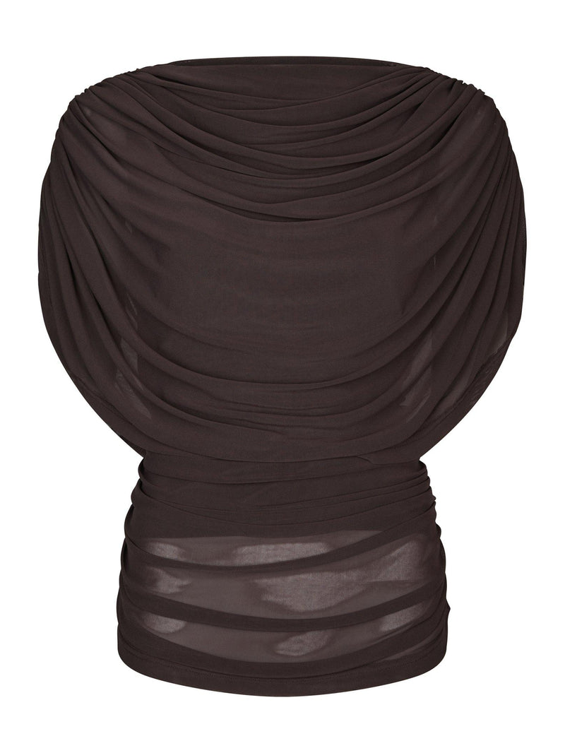 Neo Noir Cottuna Drapy Mesh Top 167205 Col. Brown