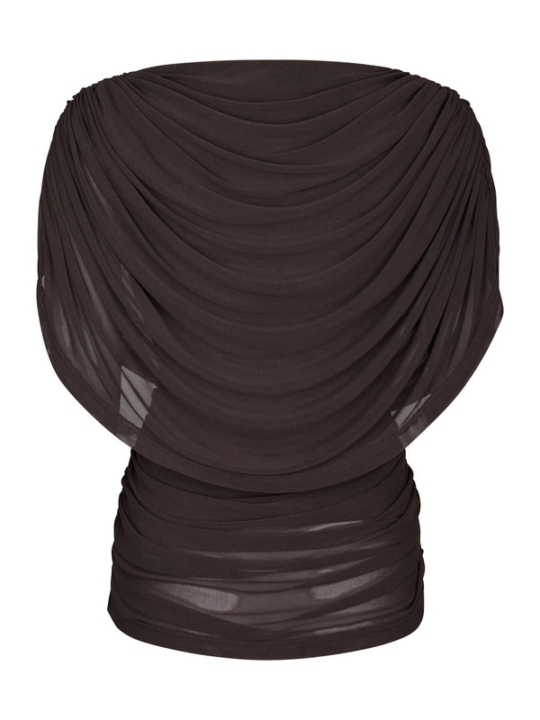 Neo Noir Cottuna Drapy Mesh Top 167205 Col. Brown