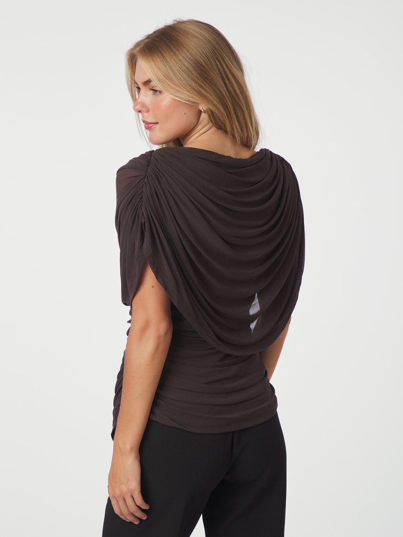 Neo Noir Cottuna Drapy Mesh Top 167205 Col. Brown