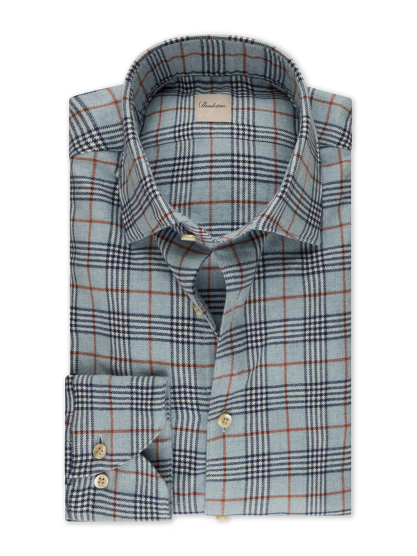 Stenstrøms skjorte flannel 612711-9040 lyseblå