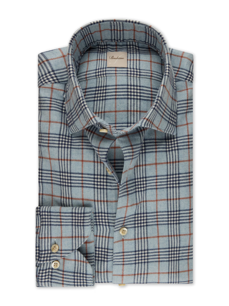 Stenstrøms skjorte flannel 612711-9040 lyseblå