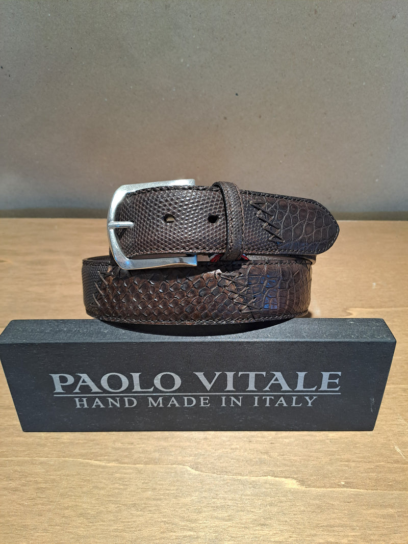 Paolo Vitale bælte Croco/python/varan brun