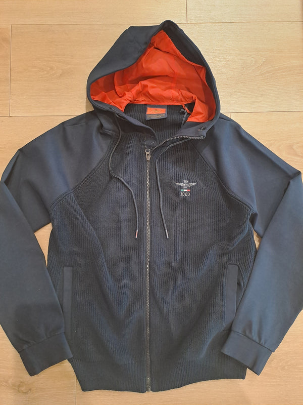 Aeronautica hood cardigan AM1369 navy