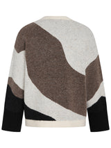 PBO Strik Flolo Knit 244 3408 0 Offwhite m. print sort, brun, grå 653