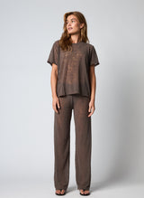 Hype The Detail Lace tee slim 3-852-25-02 Col. Brun