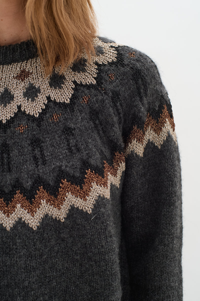 InWear TeylorlW Fair Isle Pullover 30109758 Grå