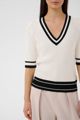 InWear LeenahIW V-Neck Blouse 30110675 Col. Vailla/black stripe