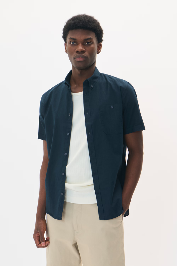 Matinique hørskjorte MAtrostol BD SS 30206086 navy
