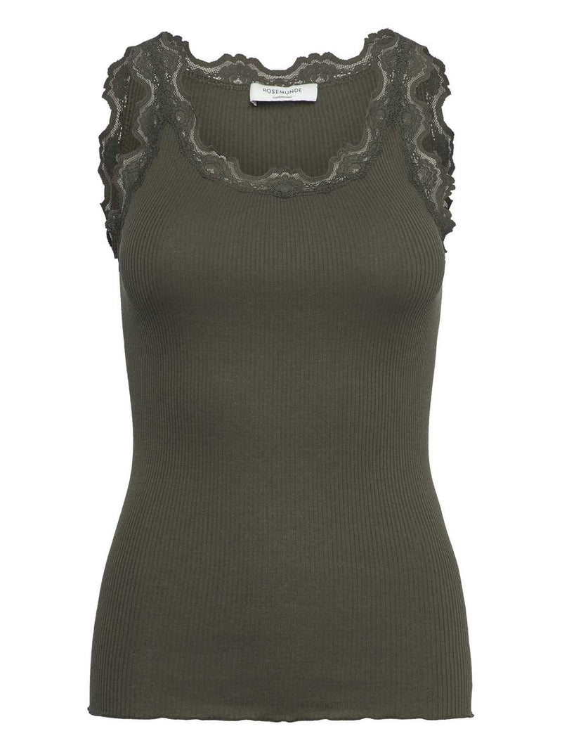 Rosemunde RWBabette Silk SL U-Neck Long Lace Top 5205 Col. Forrest Nigth 161