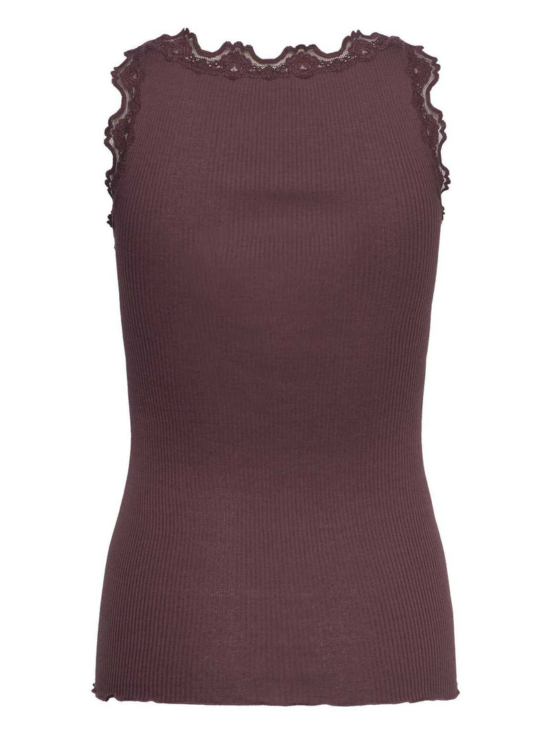 Rosemunde RWBabette Silk SL U-Neck Long Lace Top 5205 Col. Fudge 820