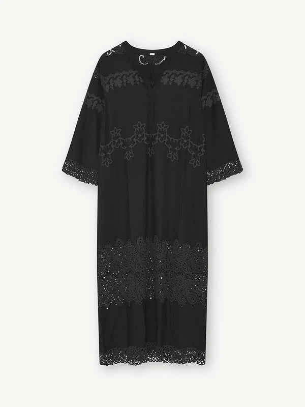 Gustav Kjole Anika Long Embroidery 54512 Sort 1999