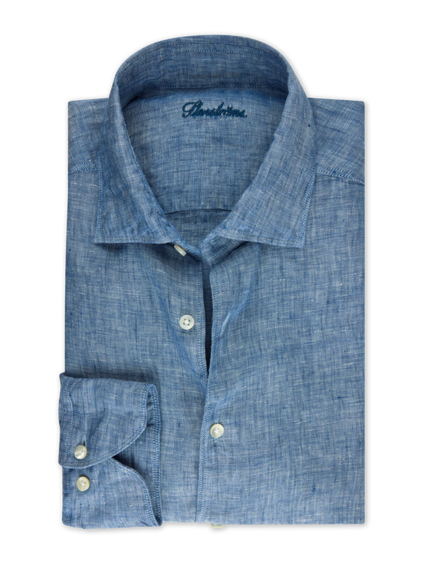 Stenstrøms hørskjorte 675721 7970 fitted, blue