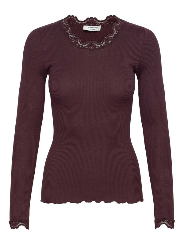 Rosemunde RWBabette Silk LS Lace T-Shirt 6996 Col. Fudge 820