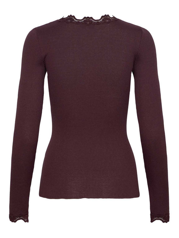 Rosemunde RWBabette Silk LS Lace T-Shirt 6996 Col. Fudge 820