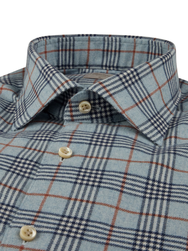 Stenstrøms skjorte flannel 612711-9040 lyseblå