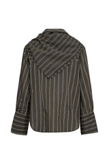 Atelier Taktil Gwen Big Scarf Shirt Stunning Stripe A1113 Col. Hunter green