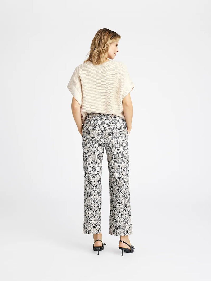 Gustav Bukser Cali 56041 Print i Sort og Offwhite