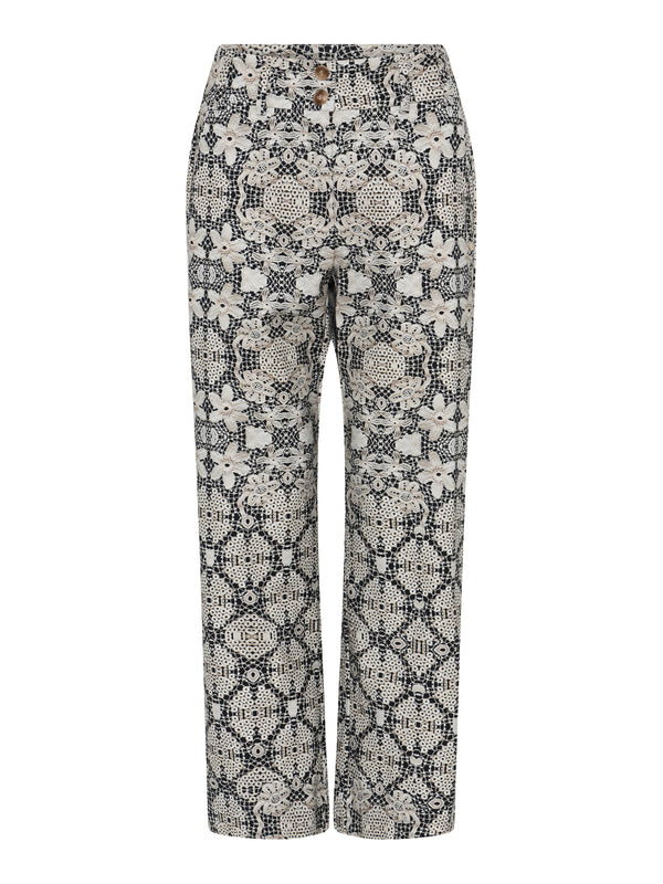 Gustav Bukser Cali 56041 Print i Sort og Offwhite
