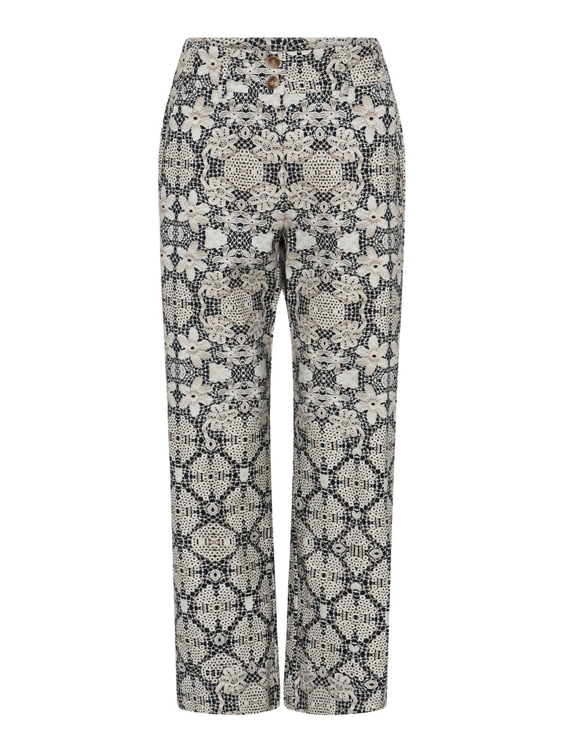 Gustav Bukser Cali 56041 Print i Sort og Offwhite