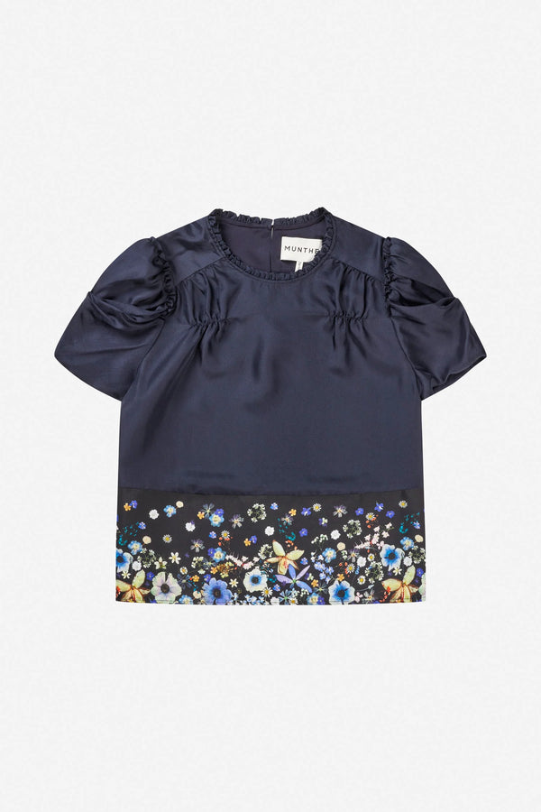 Munthe Bluse Fahsai Sort med blomster