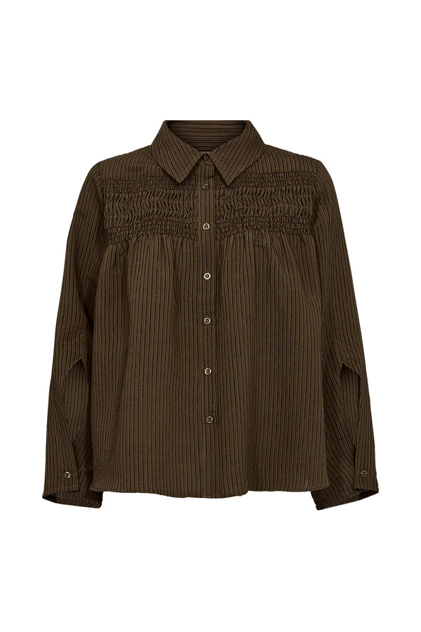 Pieszak PD-Cassandra New Pintuck Velvet Shirt J235133 Col. Black Coffee