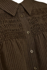 Pieszak PD-Cassandra New Pintuck Velvet Shirt J235133 Col. Black Coffee