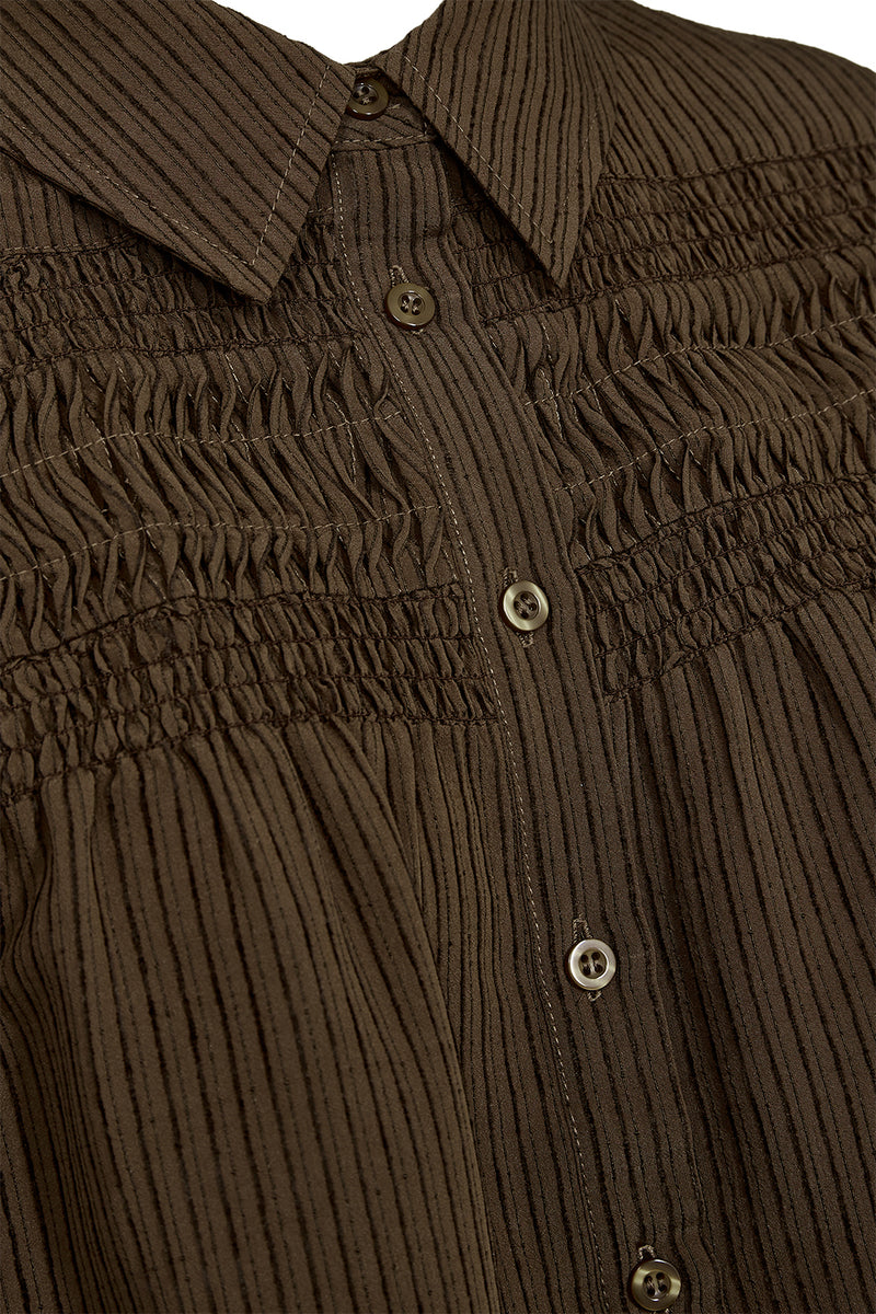 Pieszak PD-Cassandra New Pintuck Velvet Shirt J235133 Col. Black Coffee