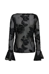 Pieszak PD-Melia Flounce Sleeve Mesh Blouse J235163 Col. Black