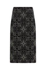Pieszak Arial Long Pencil Skirt Velvet J235483 Emb. Col. Black