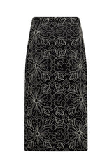Pieszak Arial Long Pencil Skirt Velvet J235483 Emb. Col. Black