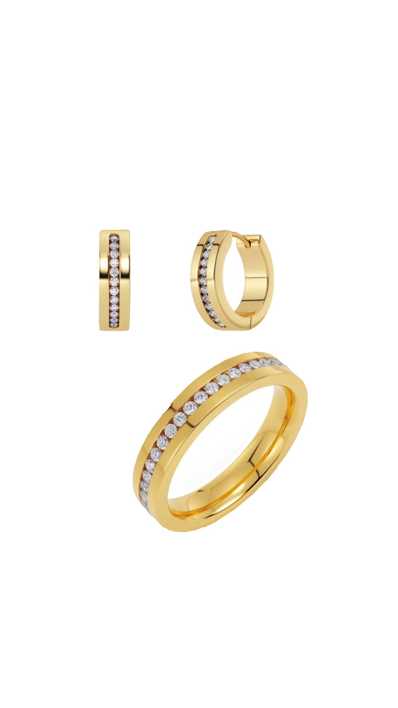 EDBLAD Josefin Ring og Øreringe I Guld