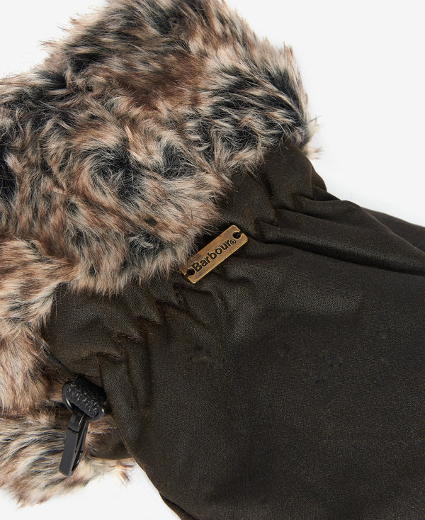 Barbour Wax Fur Trim Mitten LGL0045 Col.OL71