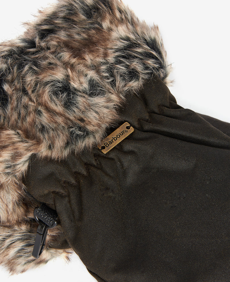 Barbour Wax Fur Trim Mitten LGL0045 Col.OL71