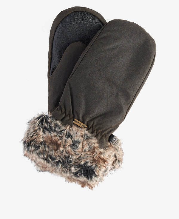 Barbour Wax Fur Trim Mitten LGL0045 Col.OL71