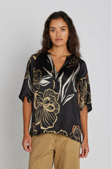 PBO Indana silk blouse PBO1766 Col. Black print