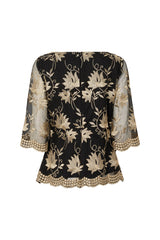 PBO Aila Blouse PBO1926 Col. Black/guld Flower
