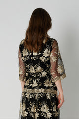 PBO Aila Blouse PBO1926 Col. Black/guld Flower