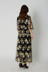 PBO Venus Skirt PBO1927 Col. Black/guld Flower
