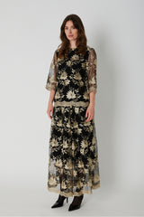 PBO Venus Skirt PBO1927 Col. Black/guld Flower