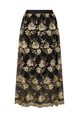 PBO Venus Skirt PBO1927 Col. Black/guld Flower