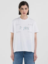 Replay T-shirt W3072A Hvid med sølv nitter