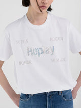 Replay T-shirt W3072A Hvid med sølv nitter
