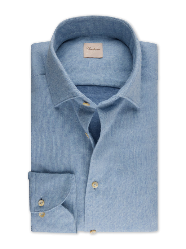 Stenstrøms skjorte flannel 612711-9035 lyseblå