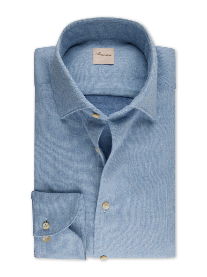 Stenstrøms skjorte flannel 612711-9035 lyseblå