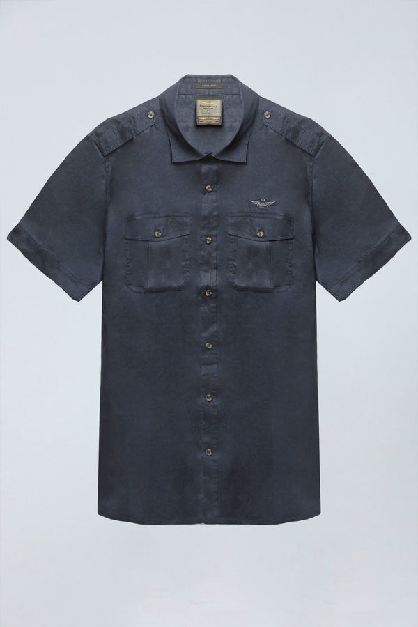 Aeronautica hørskjorte CA1278 navy